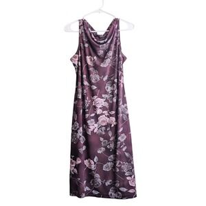 Charlote Russe Vintage 90s Fairy Grunge Whimsy Plum Floral Cowl Neck Midi Dress